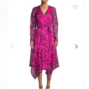 Vince Camuto Iris floral Pink Black Midi Size XL